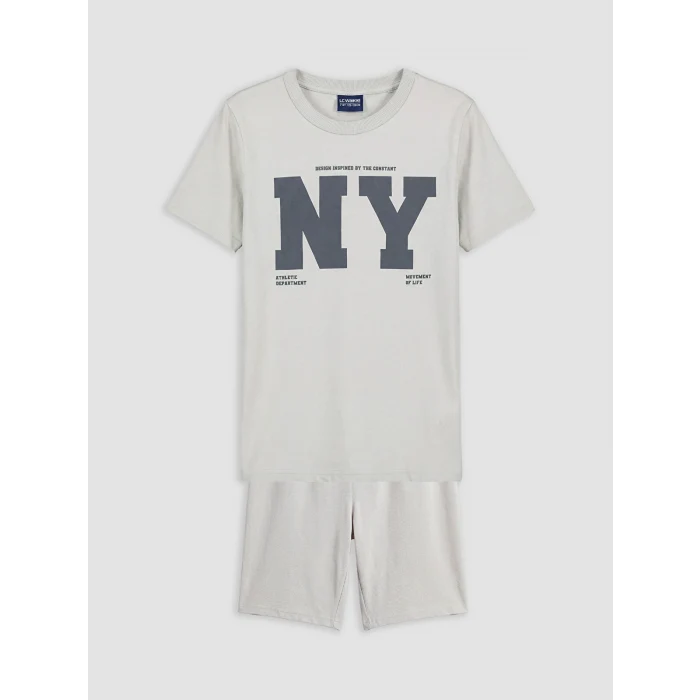 LCW Kids Bej NYC Baskılı Erkek Çocuk Takım