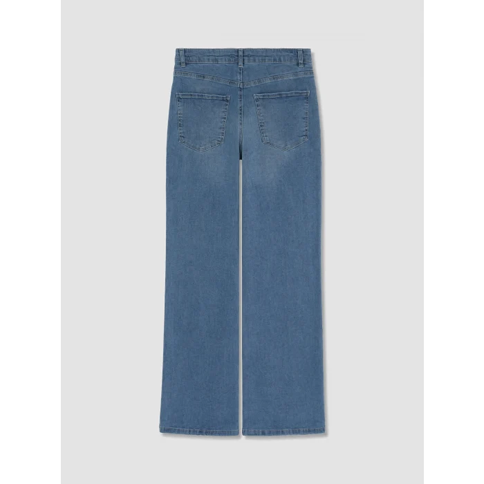 LCWAIKIKI Classic İndigo Taşlı Wideleg Kadın Jean Pantolon