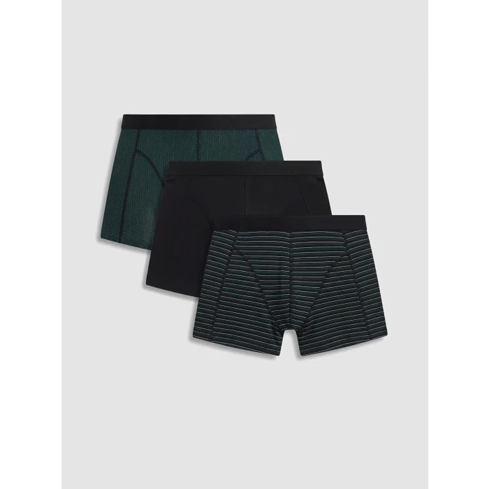 LC WAIKIKI Siyah Regular Fit Pamuklu Esnek Erkek 3lü Boxer