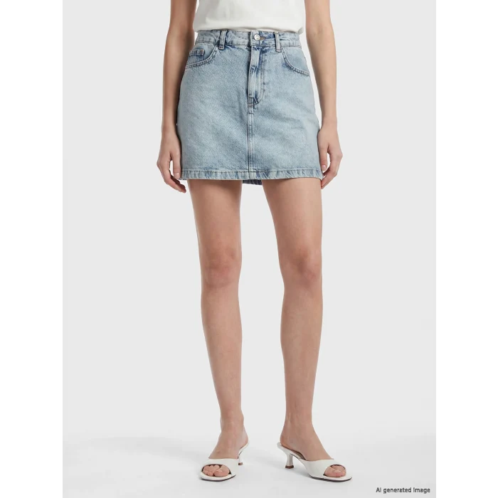 LCW Vision İndigo Regular Fit Mini Jean Etek