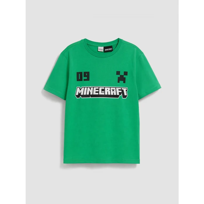LCW Kids Yeşil Minecraft Baskılı Erkek Çocuk Şortlu Pijama Takımı