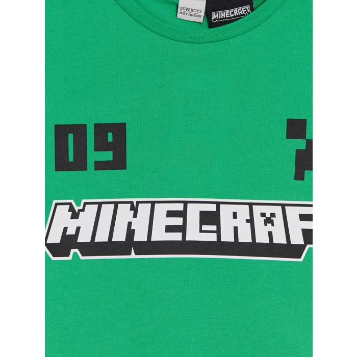 LCW Kids Yeşil Minecraft Baskılı Erkek Çocuk Şortlu Pijama Takımı