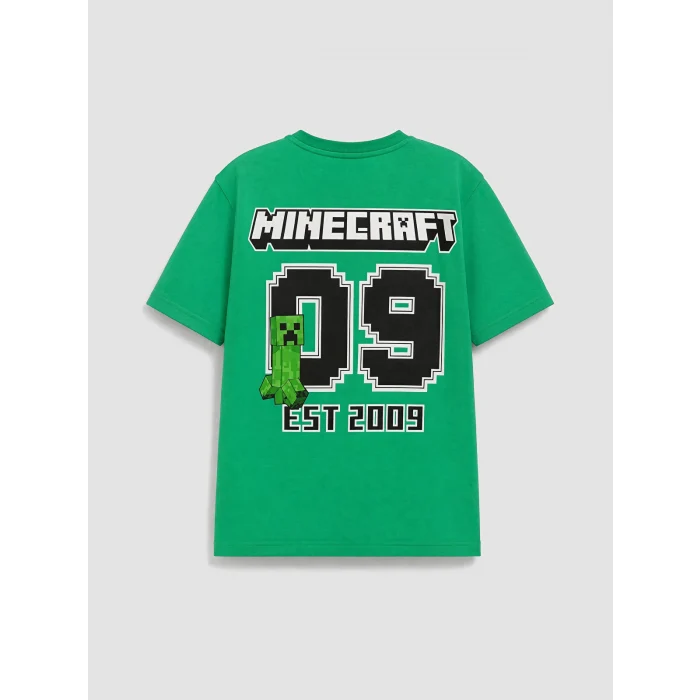 LCW Kids Yeşil Minecraft Baskılı Erkek Çocuk Şortlu Pijama Takımı