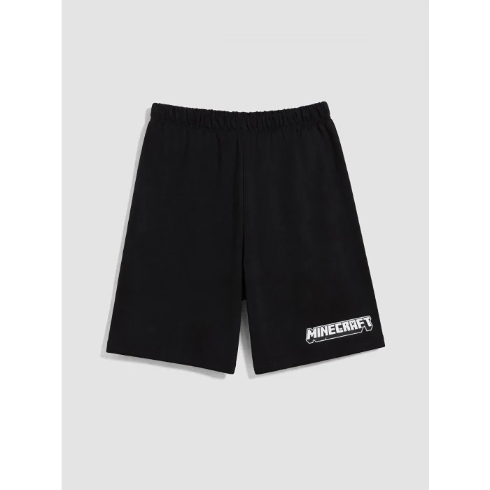 LCW Kids Yeşil Minecraft Baskılı Erkek Çocuk Şortlu Pijama Takımı