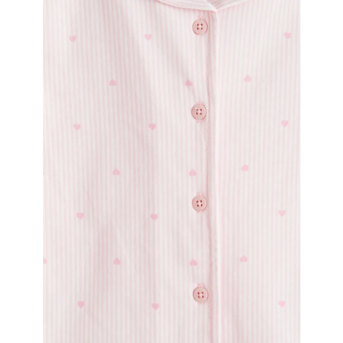 LCW Kids Pembe Gömlek Yaka Kız Çocuk Şortlu Pijama Takımı
