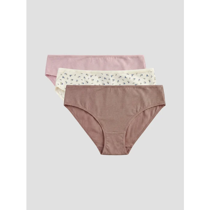 LCW DREAM Ekru Desenli Bikini Külot 3lü