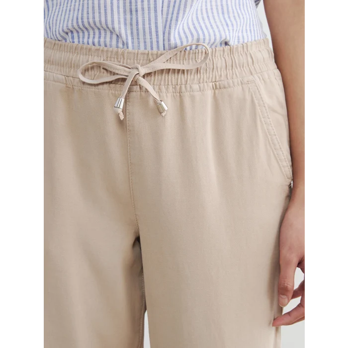LCW Jeans Bej Beli Lastikli Balloon Fit Kadın Jean Pantolon