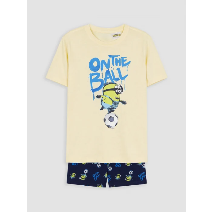 LCW Kids Sarı Minions Baskılı Erkek Çocuk Şortlu Pijama Takımı