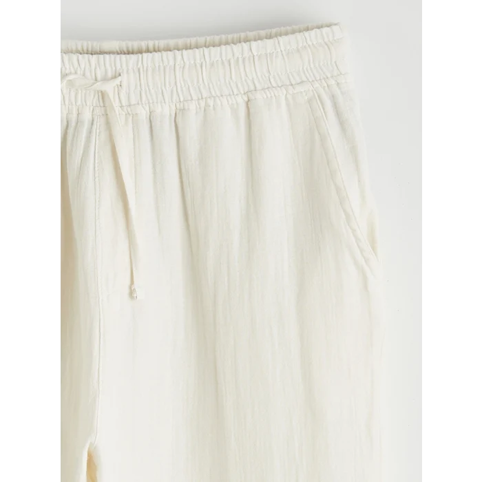XSIDE Ekru Loose Fit Erkek Müslin Pantolon