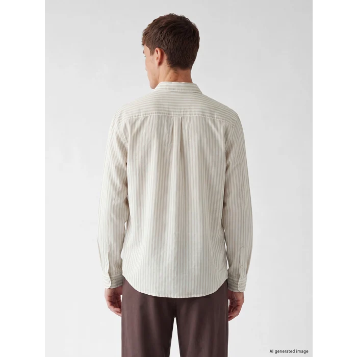 LCW Vision Bej Regular Fit Çizgili Erkek Gömlek