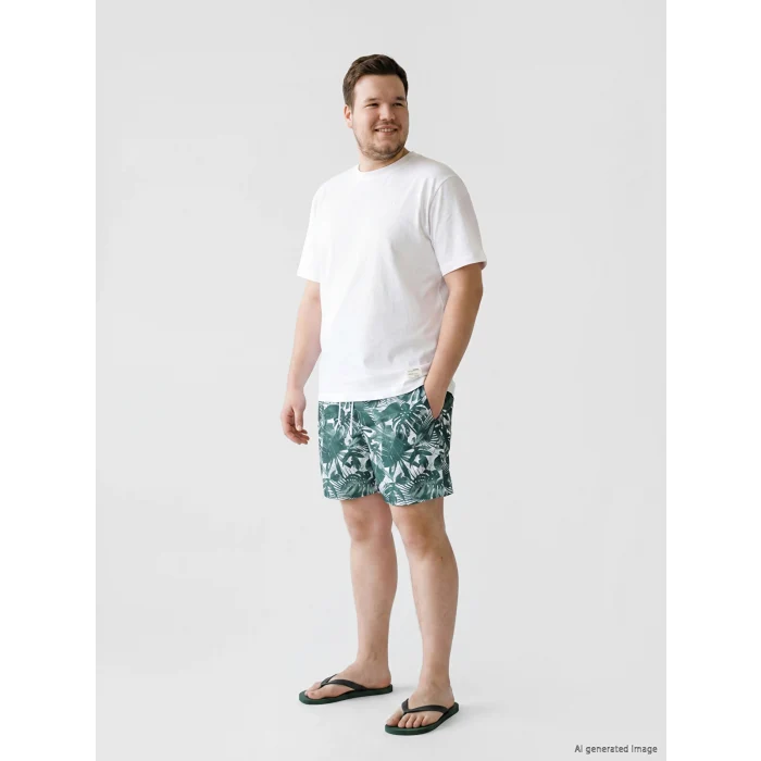 LCW SWIMWEAR Yeşil Kısa Boy Desenli Erkek Deniz Şortu