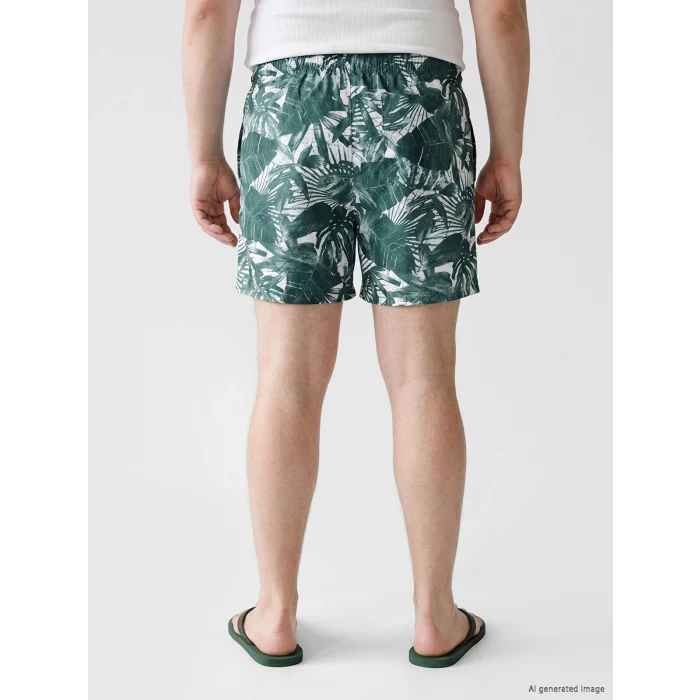 LCW SWIMWEAR Yeşil Kısa Boy Desenli Erkek Deniz Şortu