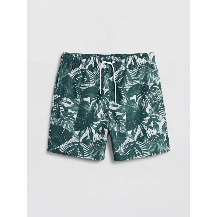 LCW SWIMWEAR Yeşil Kısa Boy Desenli Erkek Deniz Şortu