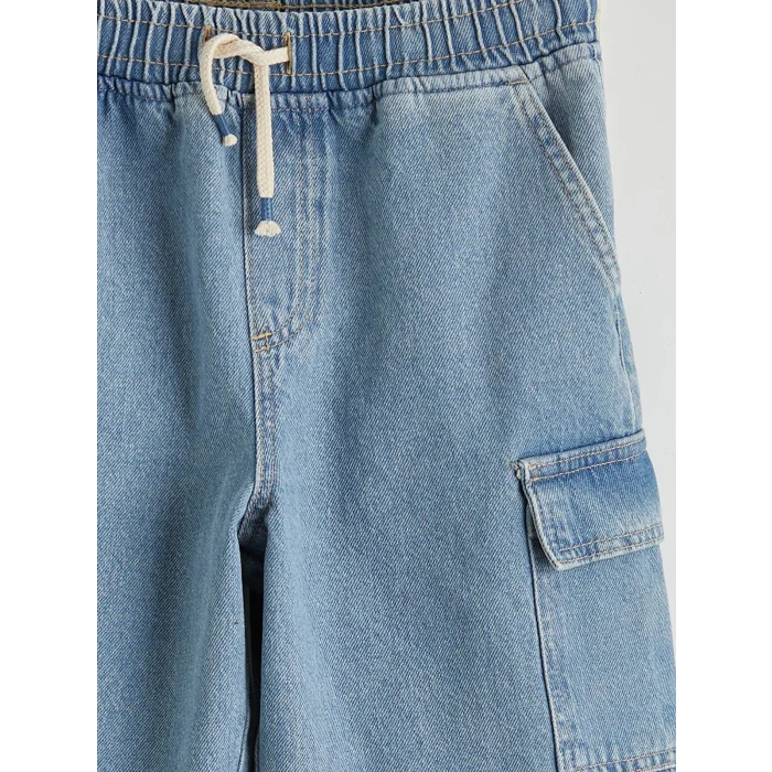 LCW Kids İndigo Beli Lastikli Erkek Çocuk Kargo Jean Şort