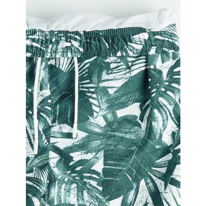 LCW SWIMWEAR Yeşil Kısa Boy Desenli Erkek Deniz Şortu