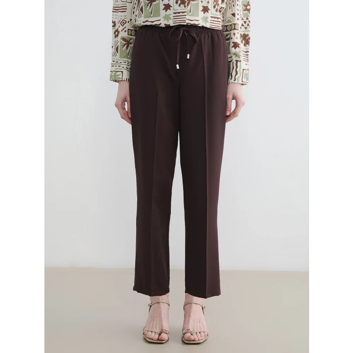 LCW Modest Kahverengi Beli Lastikli Havuç Kesim Kadın Pantolon