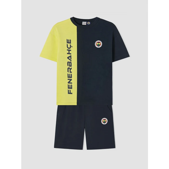 LCW Kids Lacivert Fenerbahçe Baskılı Erkek Çocuk Şortlu Takım