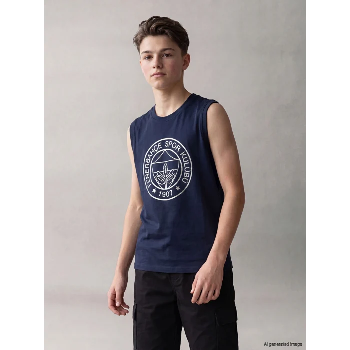 LCW Kids Lacivert Bisiklet Yaka Fenerbahçe Baskılı Erkek Çocuk Atlet