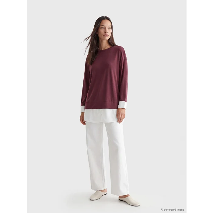 LCW EVERYDAY Mürdüm Soft Touch Oversize Kadın Sweatshirt Tunik