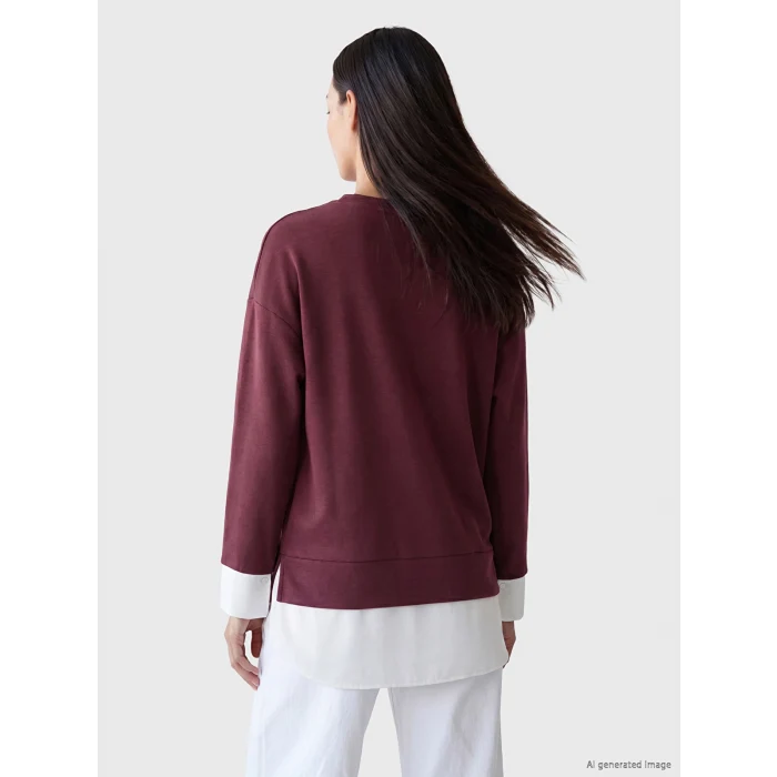 LCW EVERYDAY Mürdüm Soft Touch Oversize Kadın Sweatshirt Tunik