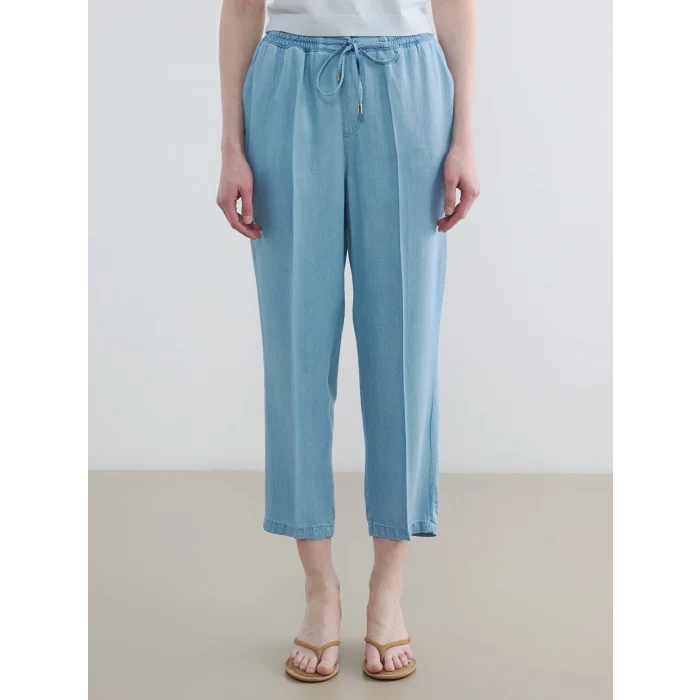 LCW Modest İndigo Beli Lastikli Mom Fit Kadın Jean Pantolon