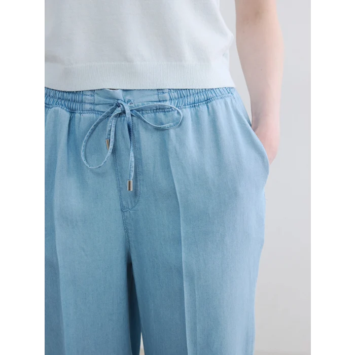 LCW Modest İndigo Beli Lastikli Mom Fit Kadın Jean Pantolon