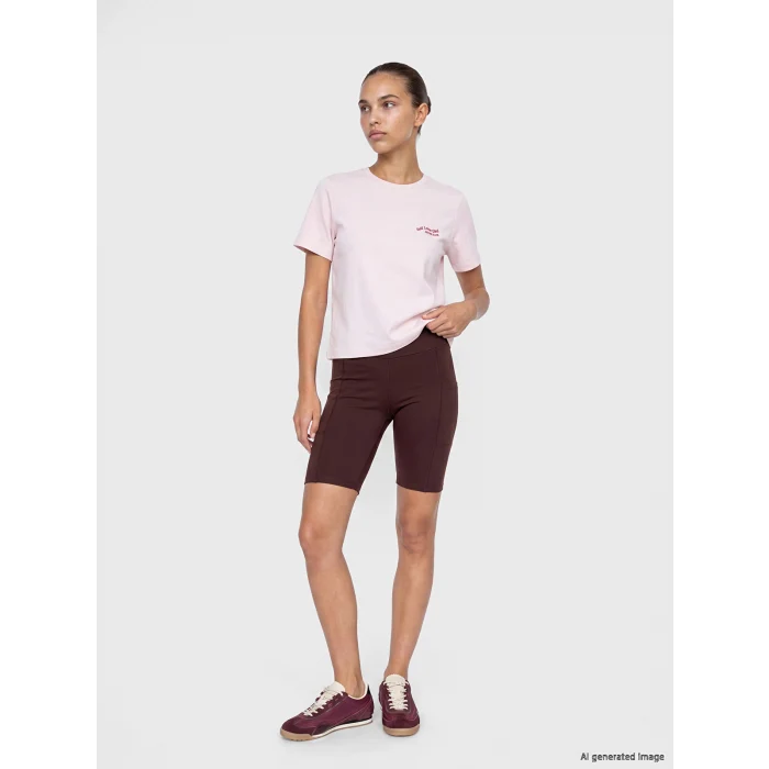 KOOR SPORT Mürdüm Beli Lastikli Kadın Spor Şort Tayt