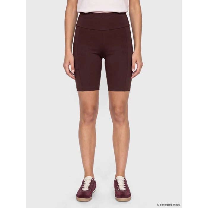 KOOR SPORT Mürdüm Beli Lastikli Kadın Spor Şort Tayt