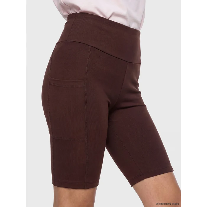 KOOR SPORT Mürdüm Beli Lastikli Kadın Spor Şort Tayt