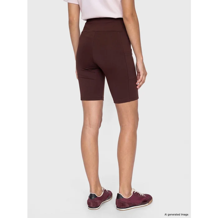 KOOR SPORT Mürdüm Beli Lastikli Kadın Spor Şort Tayt