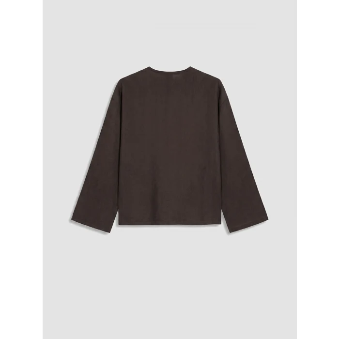 LCW Modest Kahverengi V Yaka Modal Dokulu Kadın Kimono