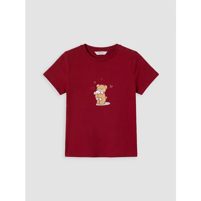 LCW Young Ekru Baskılı Kadın Şortlu Pijama Takımı