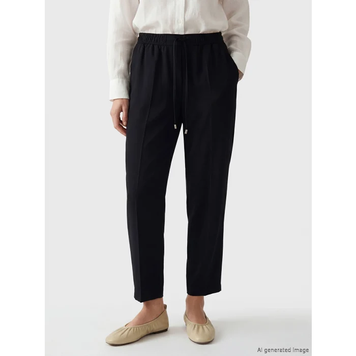 LCW Modest Siyah Beli Lastikli Havuç Kesim Kadın Pantolon