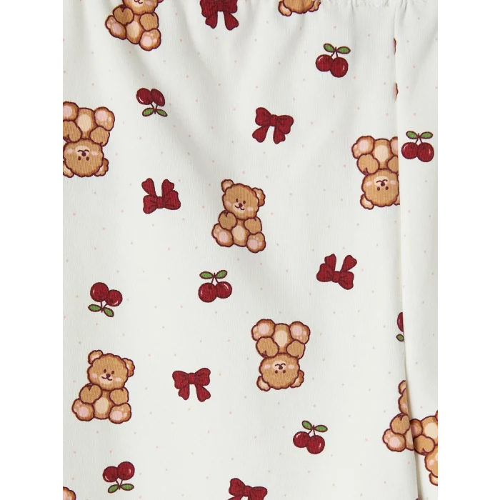 LCW Young Ekru Baskılı Kadın Şortlu Pijama Takımı