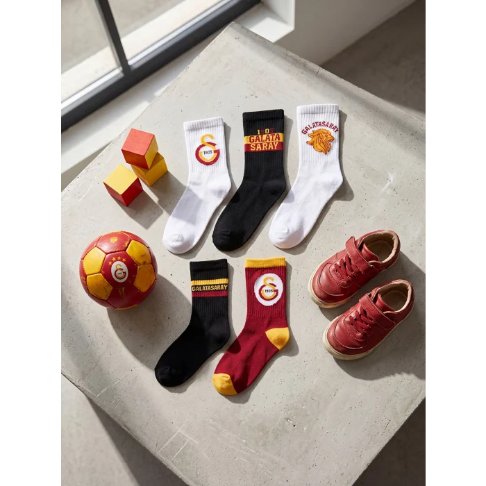 LCW Kids Karışık Galatasaray Desenli Erkek Çocuk Soket Çorap 5li