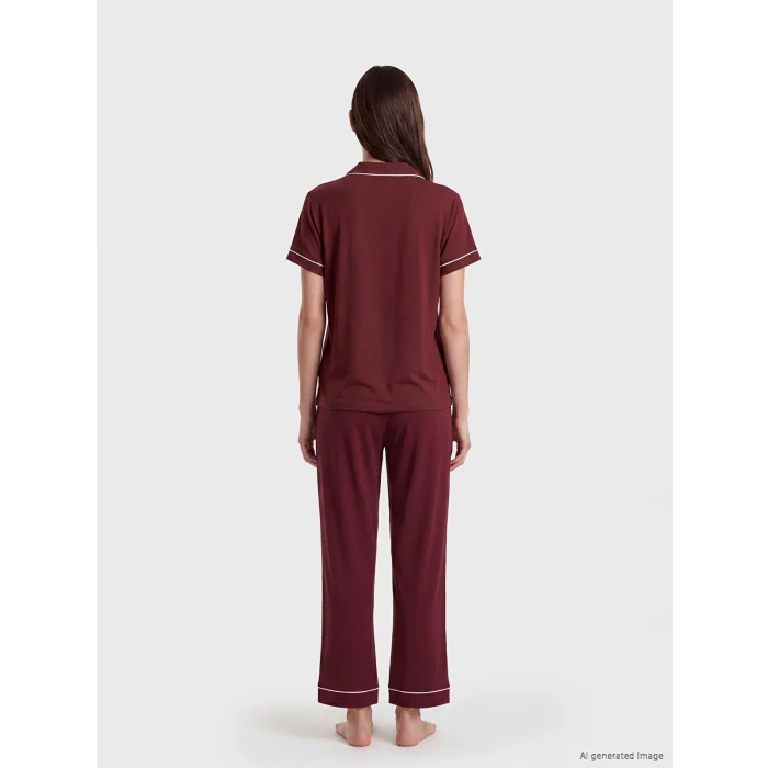 LCW DREAM Bordo Ayı Teddy Baskılı Kadın Pijama Takım