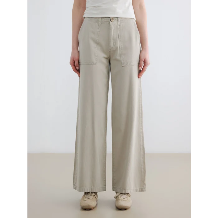 LCW Jeans Haki Yüksek Bel Wideleg Kadın Jean Pantolon