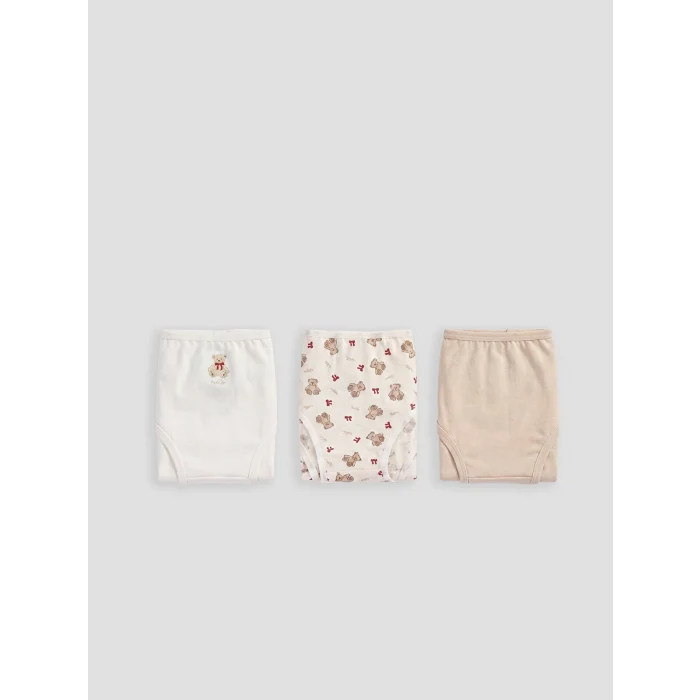LCW Kids Ekru Ayı Baskılı Kız Çocuk Külot 3lü