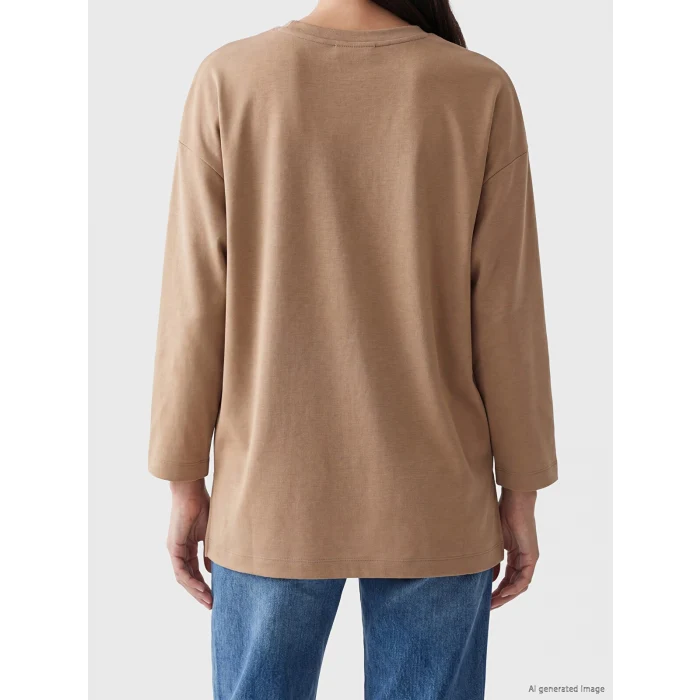 LCW EVERYDAY Kahverengi Çiçekli Oversize Soft Touch Kadın Tunik