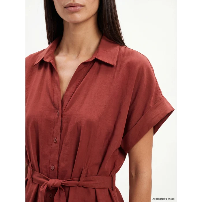 LCWAIKIKI Classic Bordo Oversize Modal Karışımlı Kadın Gömlek