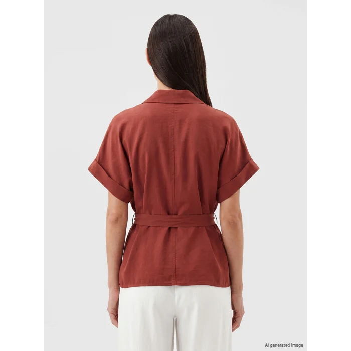 LCWAIKIKI Classic Bordo Oversize Modal Karışımlı Kadın Gömlek