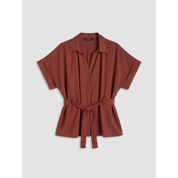 LCWAIKIKI Classic Bordo Oversize Modal Karışımlı Kadın Gömlek