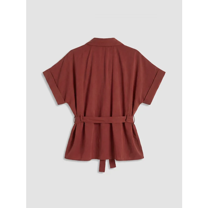 LCWAIKIKI Classic Bordo Oversize Modal Karışımlı Kadın Gömlek