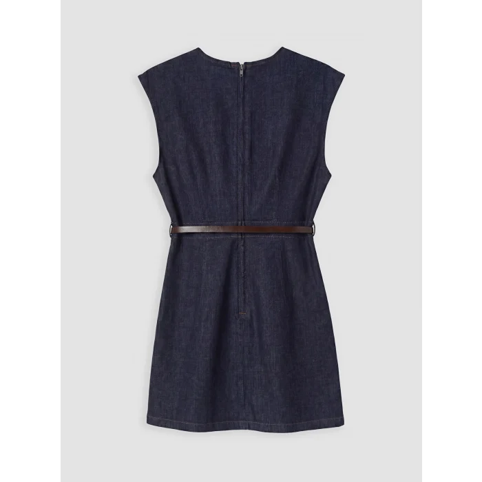 LCW Vision İndigo Kemerli Belden Oturtmalı Mini Jean Elbise