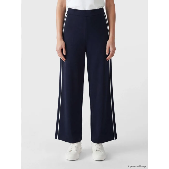 LCW Modest Lacivert Şeritli Soft Touch Kadın Eşofman Altı