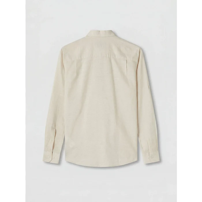 LCWAIKIKI Classic Bej Regular Fit Keten Karışımlı Erkek Gömlek