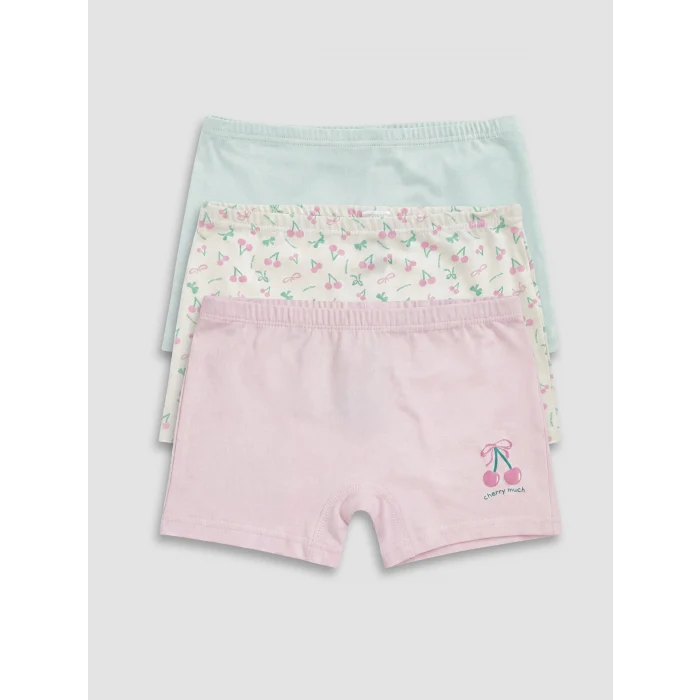 LCW Kids Ekru Baskılı Kız Çocuk Boxer 3lü