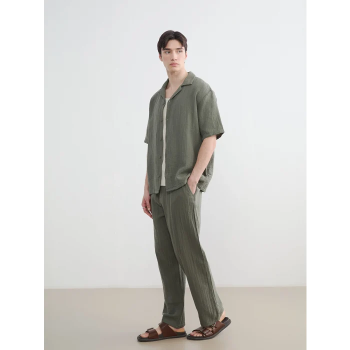 XSIDE Haki Loose Fit Erkek Müslin Pantolon