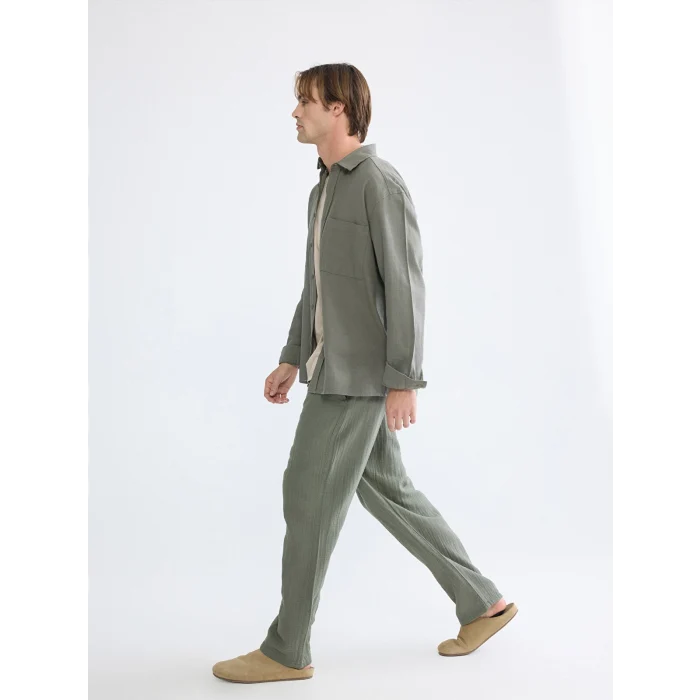 XSIDE Haki Loose Fit Erkek Müslin Pantolon