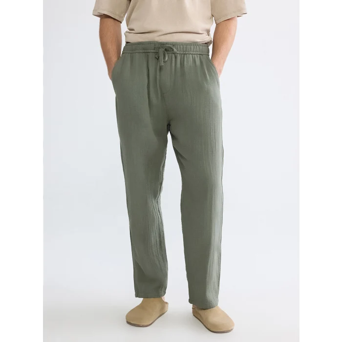 XSIDE Haki Loose Fit Erkek Müslin Pantolon